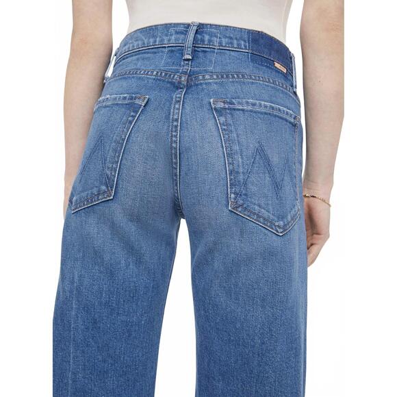 NEW MOTHER mid rise lasso sneak wide leg jeans in get two birds stoned - Picture 5 of 5